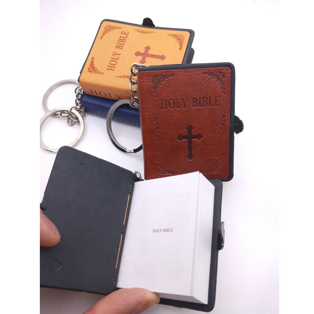 Mini-Biblija kožni Privezak za Ključeve Knjiga Privjesak Religija Engleska Verzija Christian Isus Privjesak Za Ključeve Dar Molitva da Bog Blagoslovi Slika  0