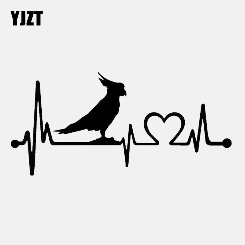 YJZT 14 cm*6,5 cm Kakadu Papagaj Ptica Srca Vinil Crni/Srebrni Auto Oznaka C22-1087 Slika  1