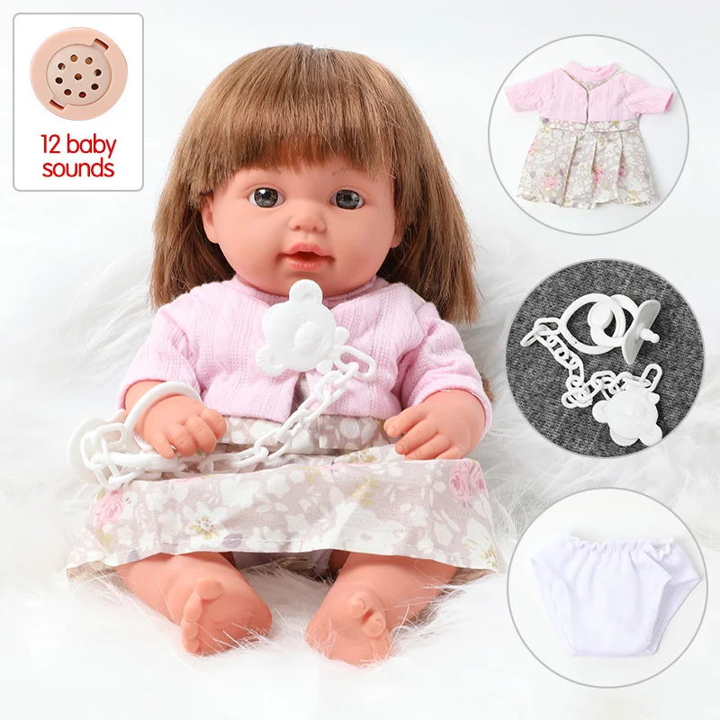 12 inča simulacija bebe reborn Silikon 30,5 cm Realan zvuk Dječje i baby doll Odjeću suknja bradavica lanac skup za igračke za djecu Slika  2