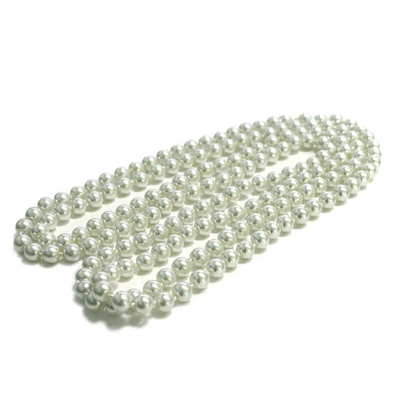 Elegantan biserna ogrlica dužine 1,5 m, bijele boje, promjera 8 mm, za žene, muškarce, djevojke, mlade, Vjenčanje college, džemper, bisera ogrlice, Trend 2021 Slika  2
