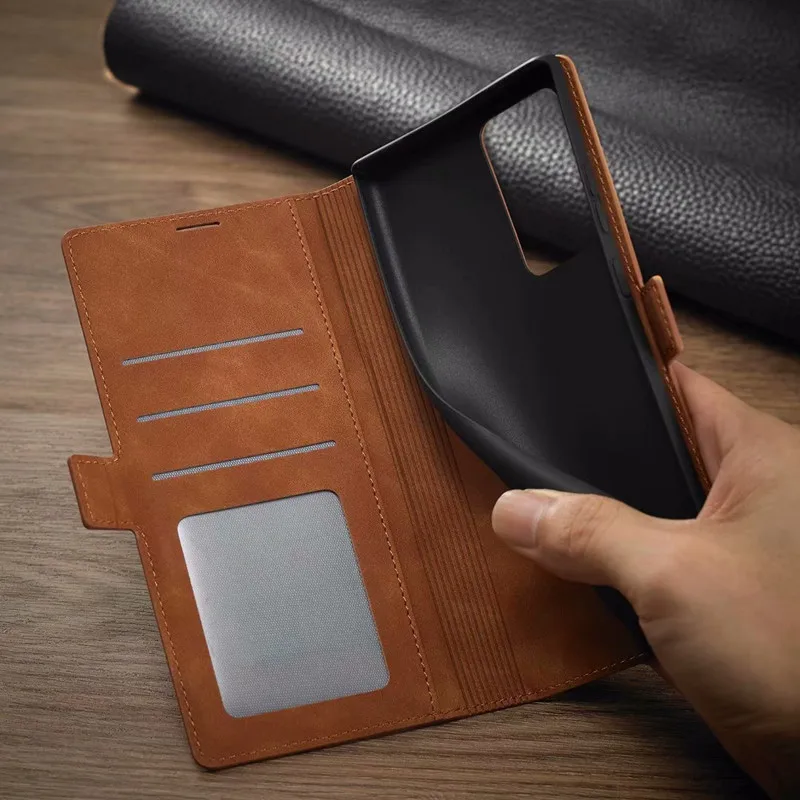 Luksuzni Magnetski kožna torbica-novčanik s gornjim poklopcem za Samsung Galaxy Note 9 10 20 Ultra Plus A21S S20 Zaštitni poklopac postolja za vlasnika Kartice Slika  2