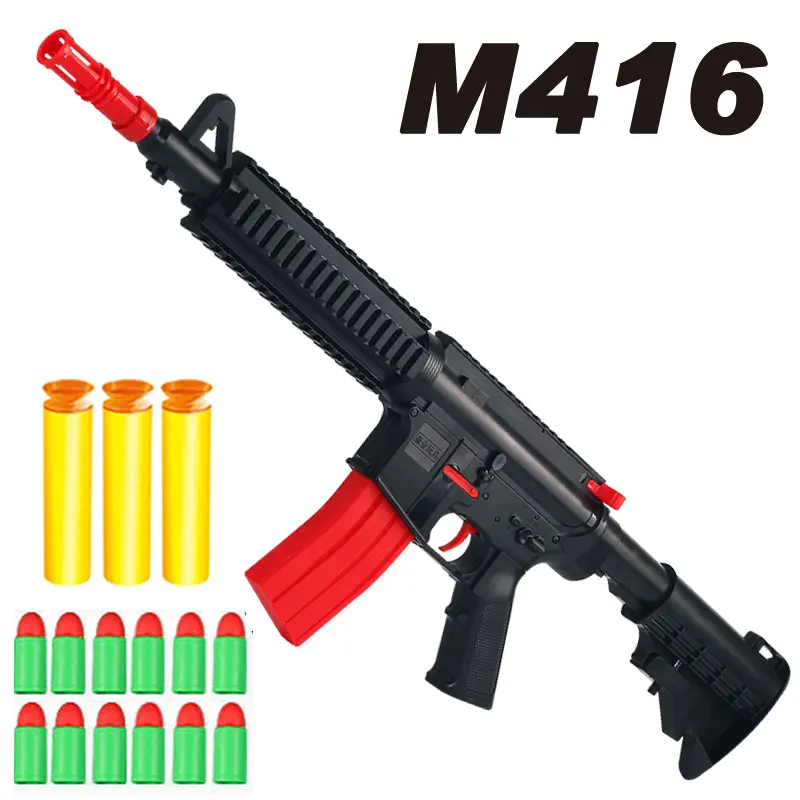M16 Mekani Gumeni Metak je Pištolj Igračka Puška Pištolj Oružje Za Djecu Dječaka Odrasle CS Borbe Na Otvorenom Pucanje Igračku Pištolj Slika  2