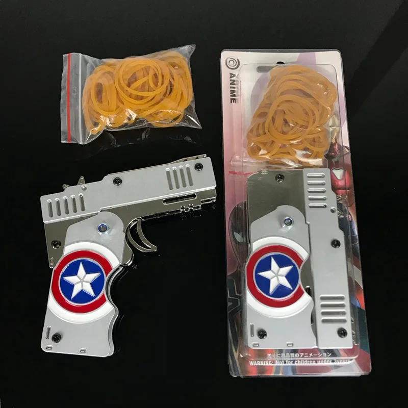 Marvel Iron Man Spider-Man Sklopivi Guma Pištolj Eksplozivan Guma Model Pištolj Igračka Model Oružja Od Legure Slika  2