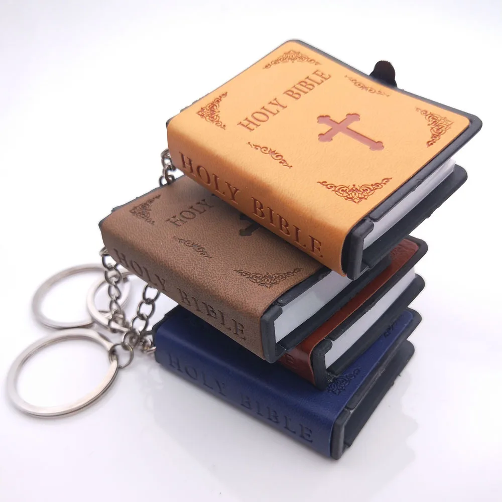 Mini-Biblija kožni Privezak za Ključeve Knjiga Privjesak Religija Engleska Verzija Christian Isus Privjesak Za Ključeve Dar Molitva da Bog Blagoslovi Slika  2