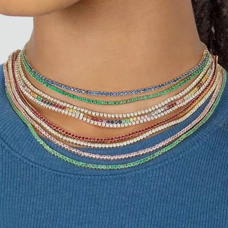 Moda 1 broj vještački obojeni ogrlica različitih boja crystal ogrlica za TENIS na ledu briljantan donje ogrlica nakit veleprodaja Slika  2