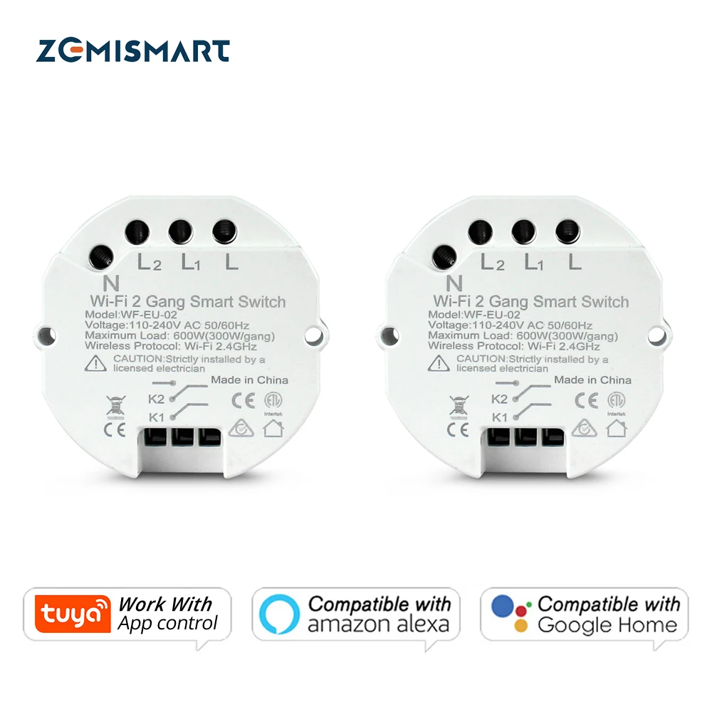 Zemismart Tuya WiFi Modul Prekidača DIY Pametan Svjetlo Mini Prekidač, Daljinski Upravljač Alexa Echo Google Home 1 banda 2 načina Slika  2