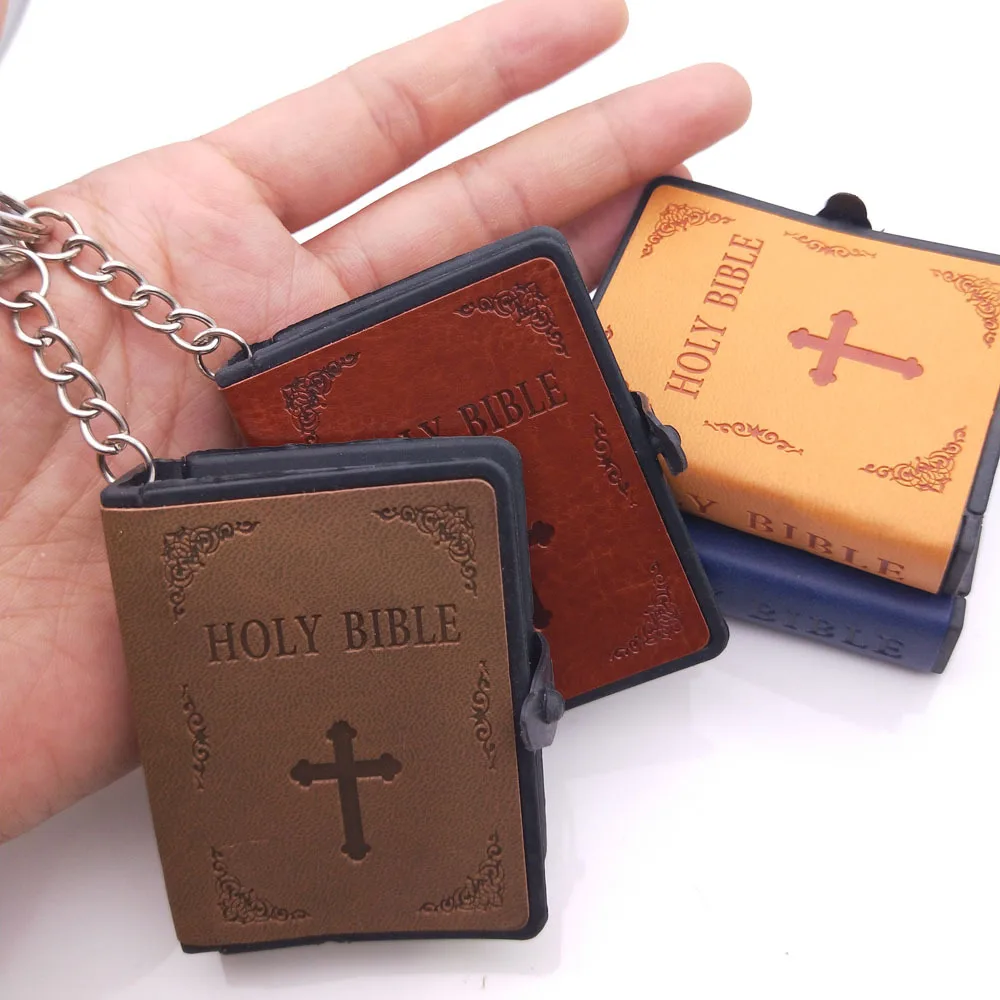 Mini-Biblija kožni Privezak za Ključeve Knjiga Privjesak Religija Engleska Verzija Christian Isus Privjesak Za Ključeve Dar Molitva da Bog Blagoslovi Slika  3