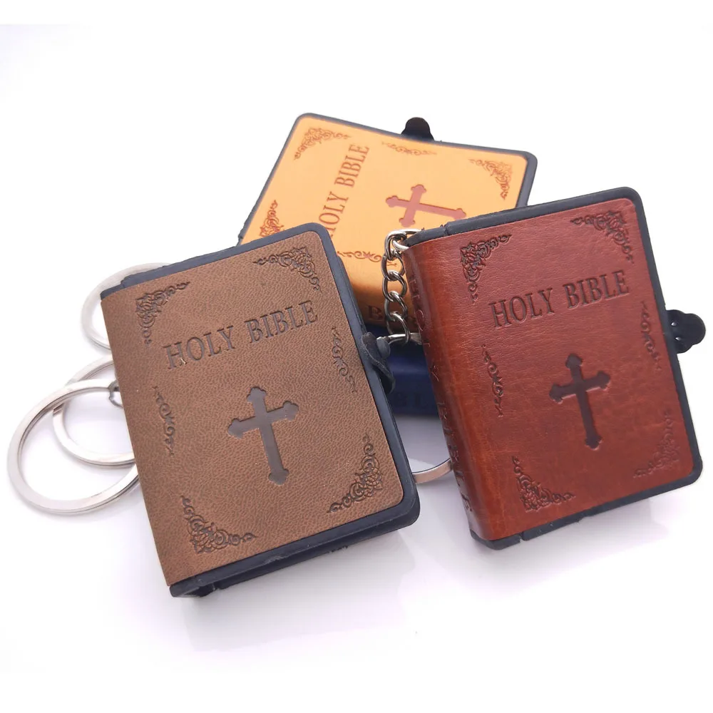 Mini-Biblija kožni Privezak za Ključeve Knjiga Privjesak Religija Engleska Verzija Christian Isus Privjesak Za Ključeve Dar Molitva da Bog Blagoslovi Slika  4
