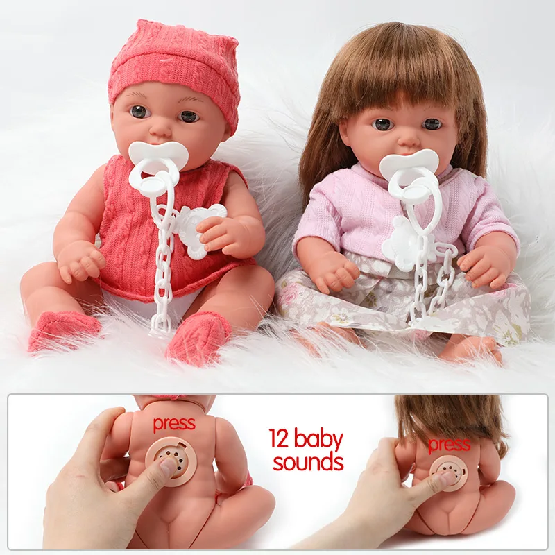 12 inča simulacija bebe reborn Silikon 30,5 cm Realan zvuk Dječje i baby doll Odjeću suknja bradavica lanac skup za igračke za djecu Slika  5