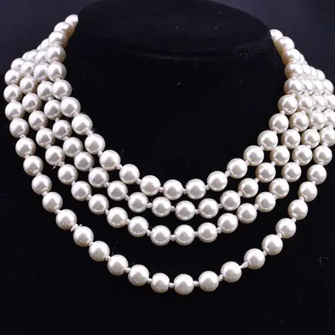 Elegantan biserna ogrlica dužine 1,5 m, bijele boje, promjera 8 mm, za žene, muškarce, djevojke, mlade, Vjenčanje college, džemper, bisera ogrlice, Trend 2021 Slika  5