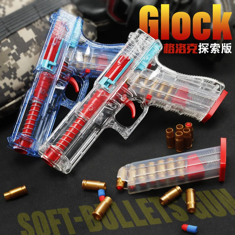 Pištolj Glock Igračku Pištolj sa ljuskom Plastična Prozirna Soft Snajper Metak za Pištolj Dječja Oružje za gađanje na otvorenom Dječak Lažni Pištolj na Poklon Slika  5