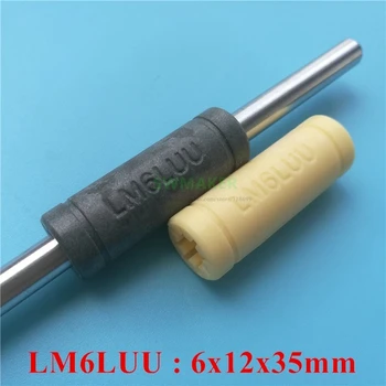 4kom LM6LUU čvrsti polimer produljuje linearni ležaj siva 6x12x35 mm 6 mm osovina RJMPT-01-06 za 3D pisača Ultimaker Wanhao D6 Reprap
