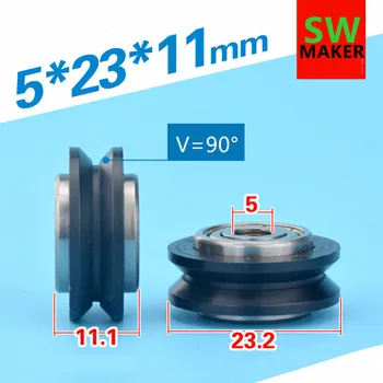 5*23*11 mm Dvostruki ležaj V utor CNC 3D pasivni kotač pribor za pisač, roller bearing valjkasti ležaj POM