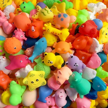 5 kom./pak. crtani životinje igračke za kupanje s ribama šarene mekane gumene igračke za kupanje sa vodom za dijete, tlačne zvuk klasične igračke