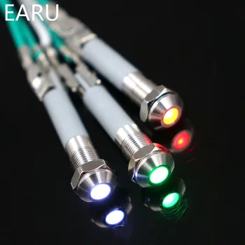 6 mm LED Metalni Indikator Vodootporan IP67, Upozoravajuća žaruljica 3 5 6 9 12 24 110 220 Crvena Žuta Plava Zelena Bijela Pilot pečat