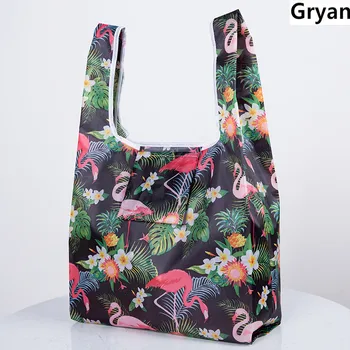 Eko Najlon shopping bag Funky sklopivi reusable shopping bag Torba na Preklop Torbica za Vrećice za pohranu Flamingo Crna
