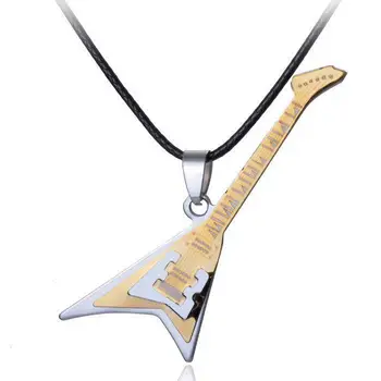 Festival hot pop-glazbe Gitara je izrađena od nehrđajućeg čelika Viseće Ogrlice za žene i muškarce Novi trend Jednostavna ogrlica Večernje nakit darove