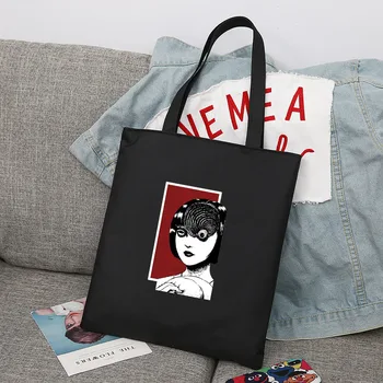 Junji Ito Shopping torbe Ženska torba Anime Portfelj Platnu Torba za kupovinu Vrećaste dizajnerske torbe Tkanina Шопер Tiskane холщовая torba