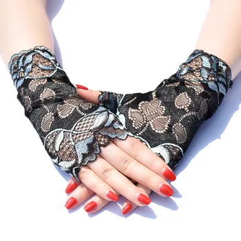 Kratke ljetne tanke kriške dvo-boja sunčane čipke, rukavice s полпальца ženske rukavice za vožnju sa zaštitom od uv zračenja za plesne predstave