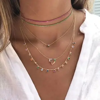 Moda 1 broj vještački obojeni ogrlica različitih boja crystal ogrlica za TENIS na ledu briljantan donje ogrlica nakit veleprodaja