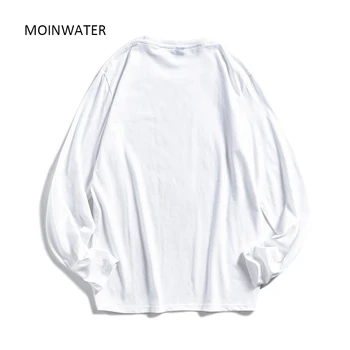 MOINWATER 2021 Nove ženske majice s dugim rukavima Ženske pamučne majice s klasičnim po cijeloj površini Ženska moda Soft osnovna majice MLT2033