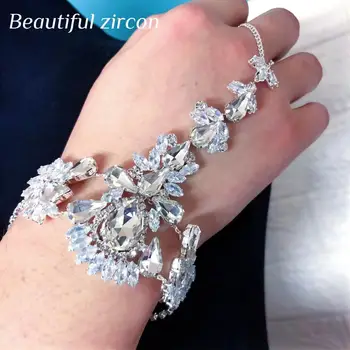 Nova moda za žene Češka kristal, cirkon prsten narukvica mladenke za vjenčanje nakit seksi narukvica sa štrasom električni slog pribor