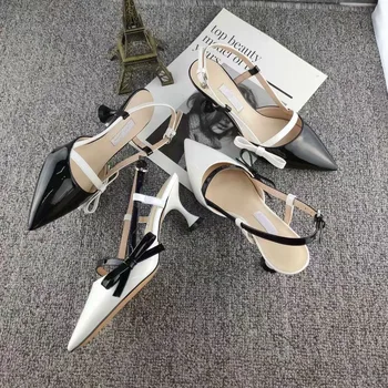 Nove cipele na visoku petu 2021, sandale na jednom vrpcu, luk Baotou, lakirane kože, остроносые cipele
