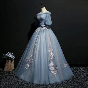 Pravi svijetlo пепельный plava starinski balon cosplay loptu haljina srednjovjekovne haljina Ренессансное haljina kraljica Victorian Ljepotica loptu haljina