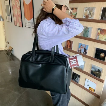 Torbe na ramenu za poslovna putovanja i velikog kapaciteta Ženske Ins Za putovanja Jednostavne univerzalne torbe od umjetne kože za učenika, školske torbe Harajuku Chic