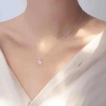 Trenutno se nalazi Srebrna Boja Pahulje Ogrlice za žene Svadbeni nakit Darove Kubni Cirkonij Duga ogrlica od Snijega Ogrlica 2019