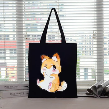 Ženska torba-тоут Anime Pas Shopping bag Torbe za kupce Crne Torbe Velikog Kapaciteta Vintage Estetski Student Холщовая torba
