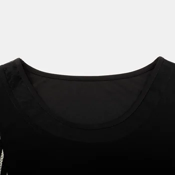 Ženske svakodnevne vrhovima u patchwork stilu s okruglim ovratnikom na pruge, majica kratkih rukava, jednostavna monotono ženska majica veličine W014