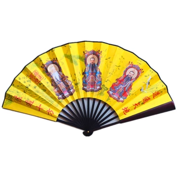 Taoistički alati, taoistički potrepštine, taoistički ventilator, sklopivi ventilator od svilenih tkanina, ventilator Саньцин, novi ventilator s pet громами